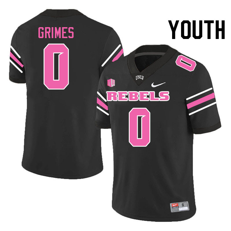 Youth #0 Tony Grimes UNLV Rebels College Football Jerseys Stitched-Black